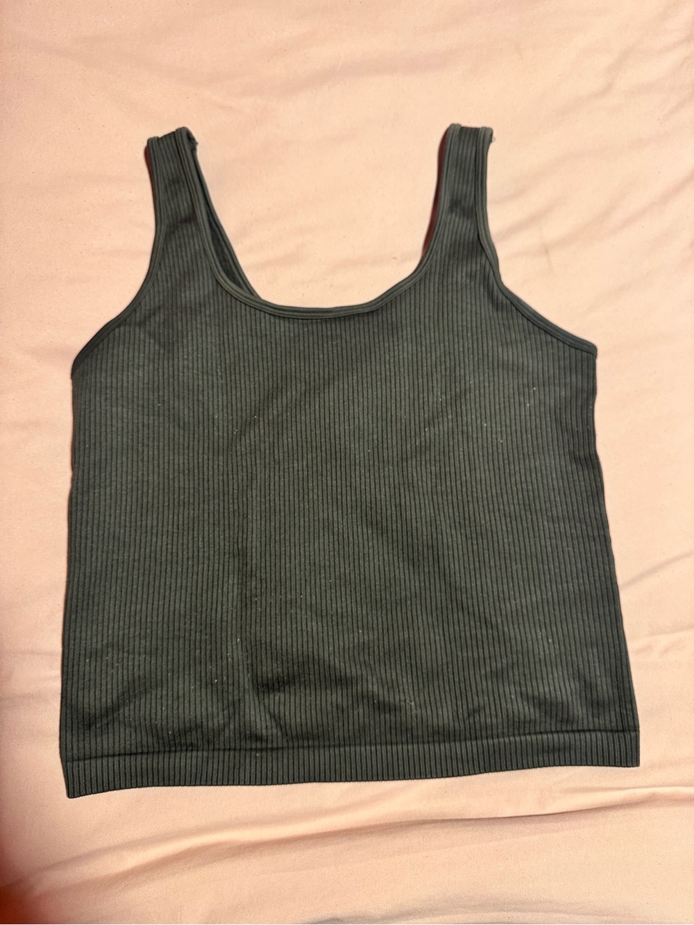 a new day Olive Green Ribbed Scoop Tank Top